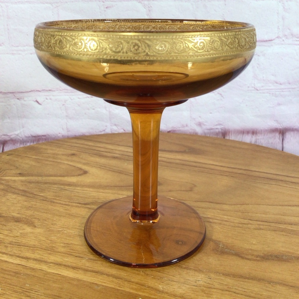 Vintage Amber Glass Goblet